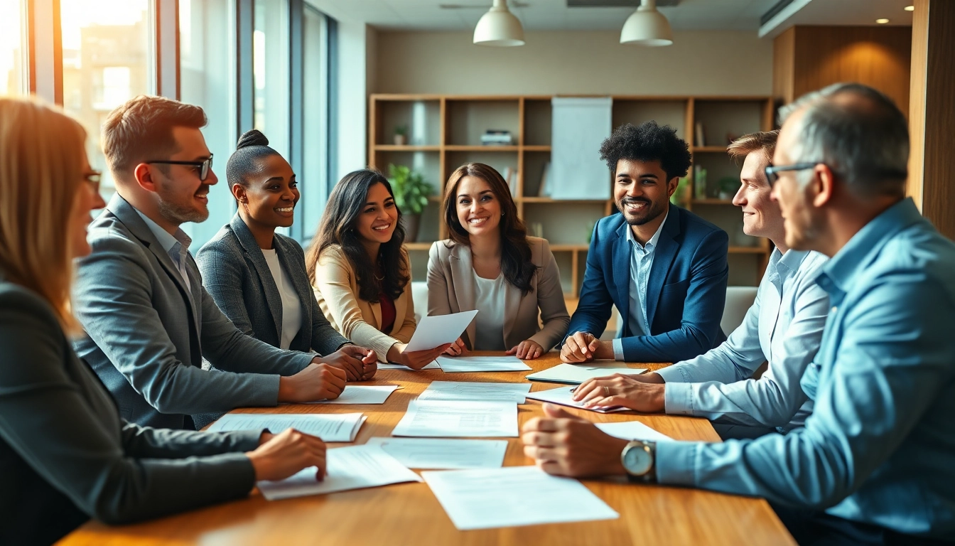 Professionals engaging in the mortgage process for lenders in a collaborative office environment.