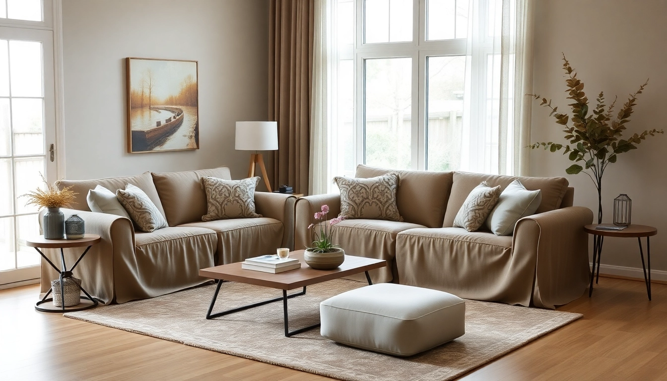 Showcase La Maison des housses collection with elegant sofa covers that combine style and protection for your furniture.