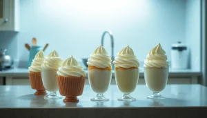 Using a whipped cream charger to create fluffy whipped cream, showcasing rich texture and delicious appearance.