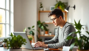 Stayfocused individual working in a calming workspace with natural elements.