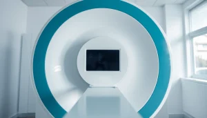 Find the best X-ray machine for my practice with a state-of-the-art model displayed in a bright clinic setting.