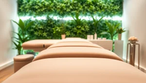 Die liege Kosmetik strahlt Eleganz und Komfort in einem modernen Spa-Ambiente aus.