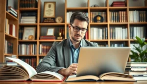 Engaging visual representation of a professional studying to buy online phd degree, highlighting educational success.
